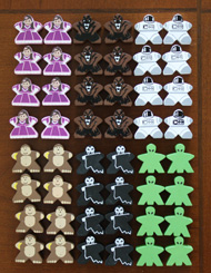 Vampires, Werewolves, Princesses, Astronauts, Aliens, & Monkeys (48-piece MegaMeeple Set - 8 of each type)