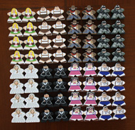 Soldiers, Outlaws, German Boys and Girls, Nerd Boys and Girls, Brides & Grooms (64-piece MegaMeeple Set - 8 of each type)