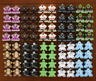 Pirates, Ninjas, Zombies, Monsters, Vampires, Werewolves, Princesses, Astronauts, Aliens, & Monkeys (80-piece MegaMeeple Set - 8 of each type)
