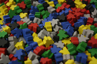 Assorted Mixed Mini Meeples (12mm) - Original Colors (Red, Yellow, Green, Blue, Black and Grey)