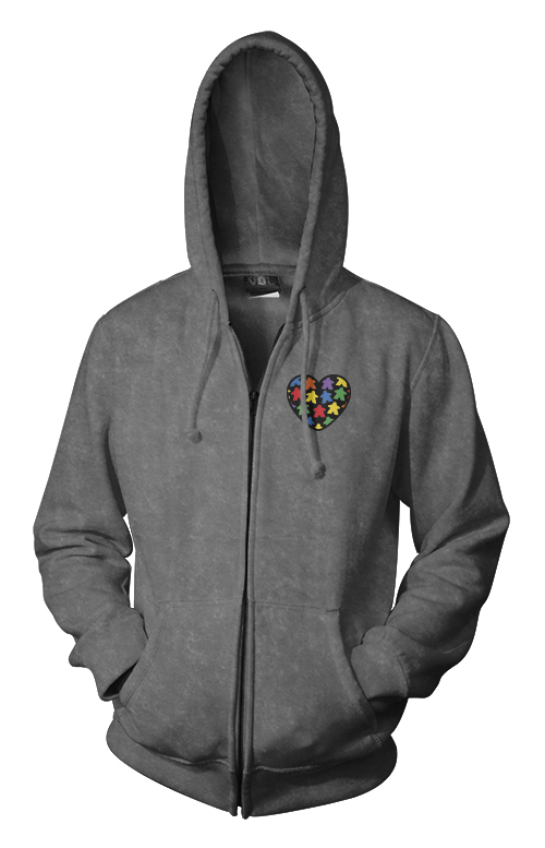 Full-Color "Meeple Love" Zippered Hoodie (Small Logo)