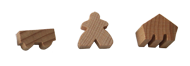 Set of 3 Newer Expansion Meeples (1 Mayor, 1 Cart, 1 Barn)