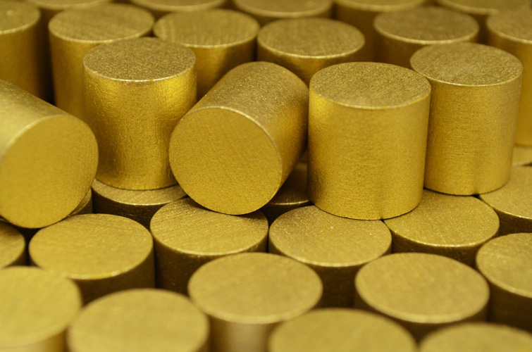 Metallic Gold Wooden Cylinders (15mm)