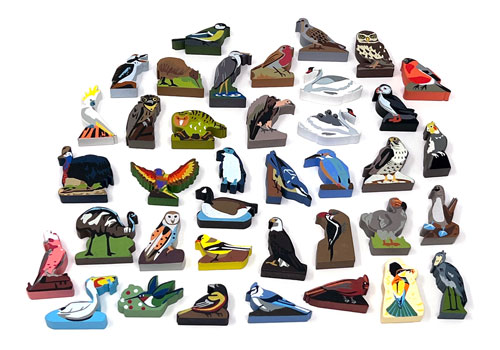 38-piece sampler set of Wingspan bird meeples