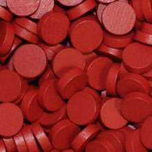 Red Wooden Discs (15mm x 4mm)