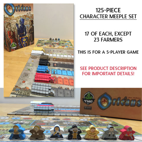 125-piece Character Meeple Set, perfect for Orleans (5 players) - SEE NOTES ABOUT CHARACTERS AND STOCK LEVELS