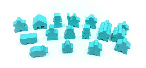19-Piece Set of Turquoise Meeples (Compatible with Carcassonne & Expansions)