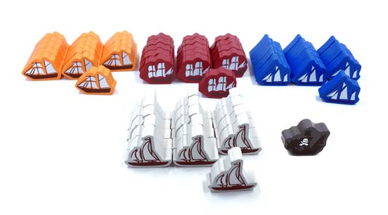 61-Piece 4-Player Set of Large Boats (Compatible with Catan: Seafarers)