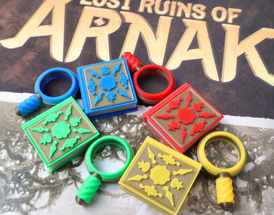 3D Printed Books and Magnifying Glasses for Lost Ruins of Arnak (8 pcs)