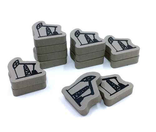 12-Piece Set of Oil Well Tokens for The Manhattan Project: Energy Empire
