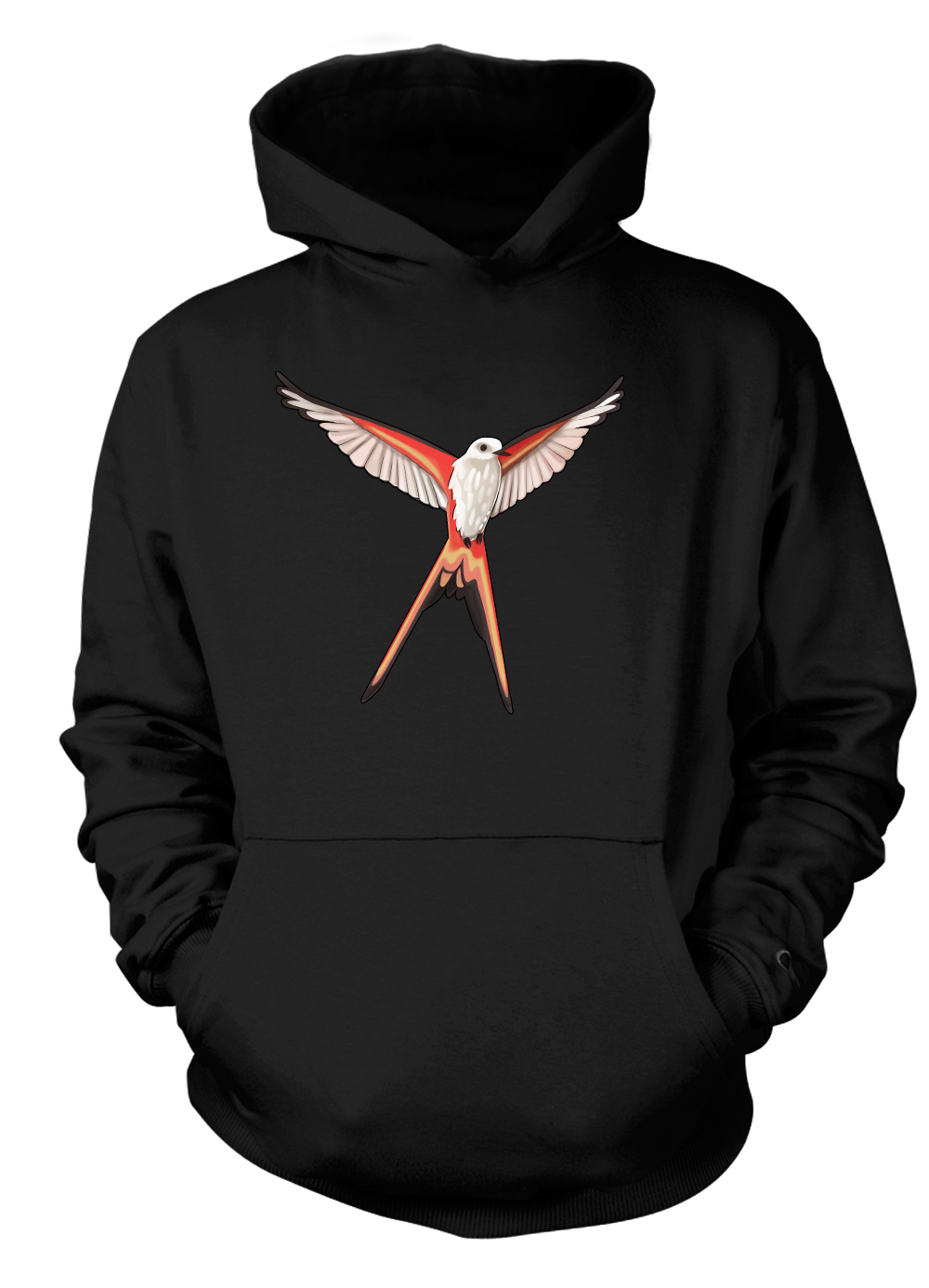 Full-Color Wingspan Hoodie (Large Logo) - Scissor-Tailed Flycatcher (Black Pullover Hoodie)