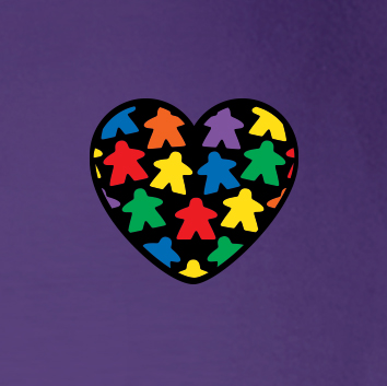Full-Color "Meeple Love" Hoodie (Small Logo)