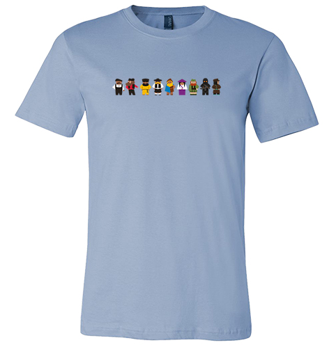 Full-Color T-Shirt (Scythe Workers) - All 9 Meeple Source Scythe Characters
