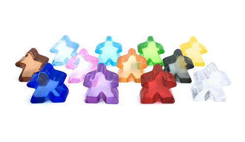 Sampler Pack of (Translucent) Acrylic  Meeples (16mm) - 1-of-each of 12 colors!