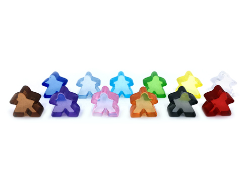 Sampler Pack of (Translucent) Acrylic Mini Meeples (12mm) - 1-of-each of 12 colors!