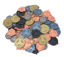 Set of Custom Metal Kickstarter Coins for Sorcerer City (80 pcs)