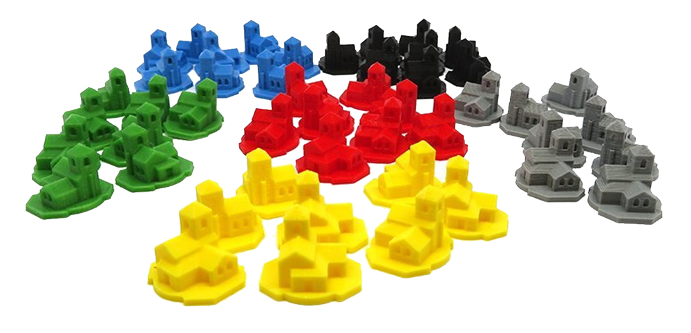 3D Printed Building Tokens for Lords of Waterdeep (54 pieces)