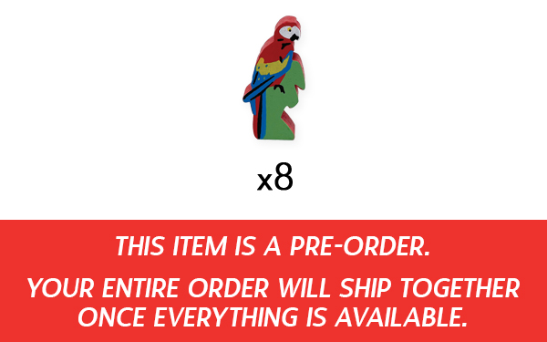 PRE-ORDER: Scarlet Macaw Meeples (8-pc set) - expected to ship in September 2022