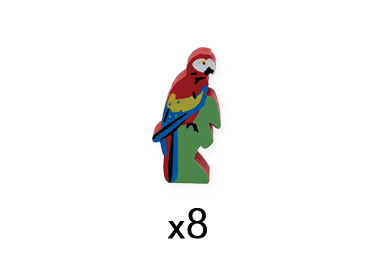 Scarlet Macaw Meeples (8-pc set)
