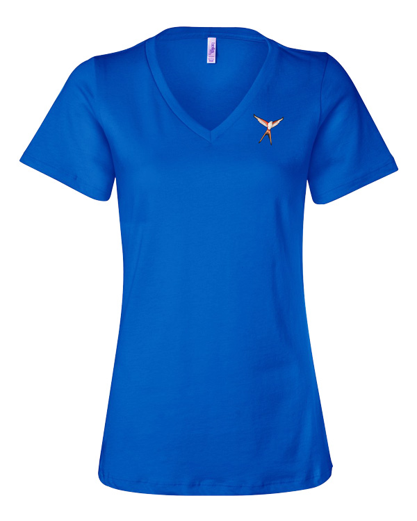 Scissor-Tailed Flycatcher Wingspan Relaxed V-Neck Tee [Royal Blue Ladies Tee with Smaller, More Discreet Logo]